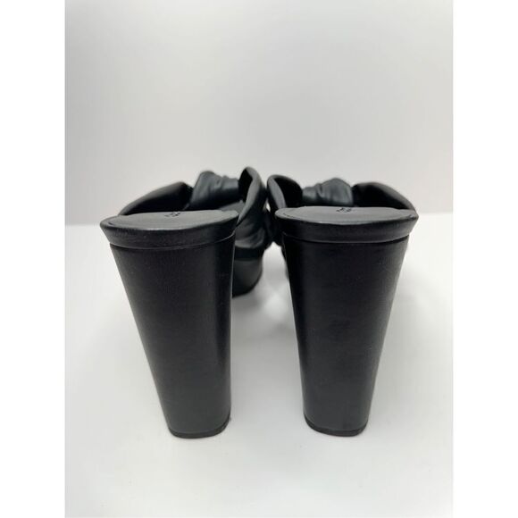 Open Edit Platform Sandals Size 9.5 Black Square Open Toe Knotted Heels - Picture 7 of 9